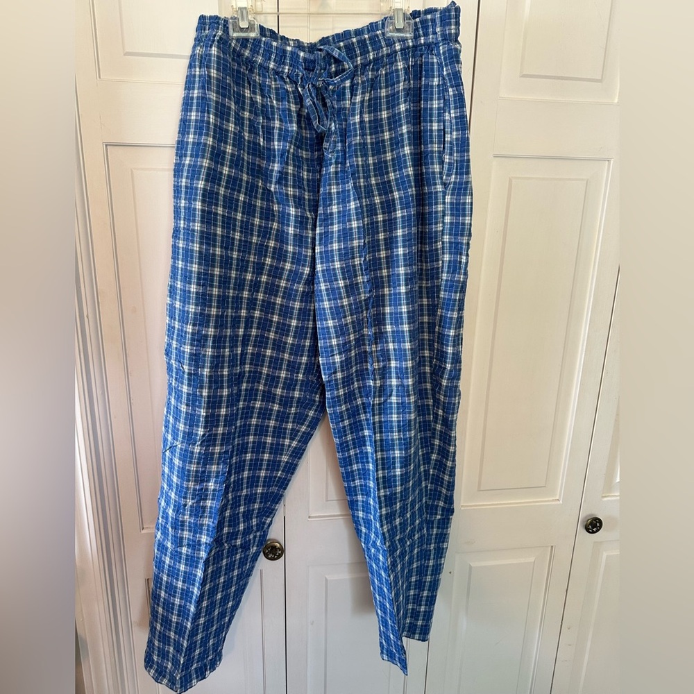 REAL Comfort Blue Plaid Cotton Lounge Pants Size XL (Unisex)